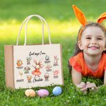 Personalised God Said I Am Cute Dream Job Bunny Bible Jute Tote Bag with Name and Canvas Pocket Easter Birthday Christian Gift for Kids