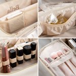 Personlig Simplicity Stor Sminkväska Broderi Namn Läder Kosmetisk väska Flera Slots Resor Essentials Brudtärna Dusch Födelsedagspresent till henne