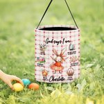 Personalisierte Vielzahl von niedlichen Kaninchen Karriere Gott sagte, ich bin wiederverwendbare Eimertasche mit Griff und Name Ostereierjagd Süßigkeiten Lagerung Geschenk für Kinder