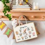 Personalised God Said I Am Cute Dream Job Bunny Bible Jute Tote Bag with Name and Canvas Pocket Easter Birthday Christian Gift for Kids