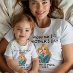 Personlig söt krita stil 100% bomull Baby Onesies med namn första mors dag gåva för nyfödda
