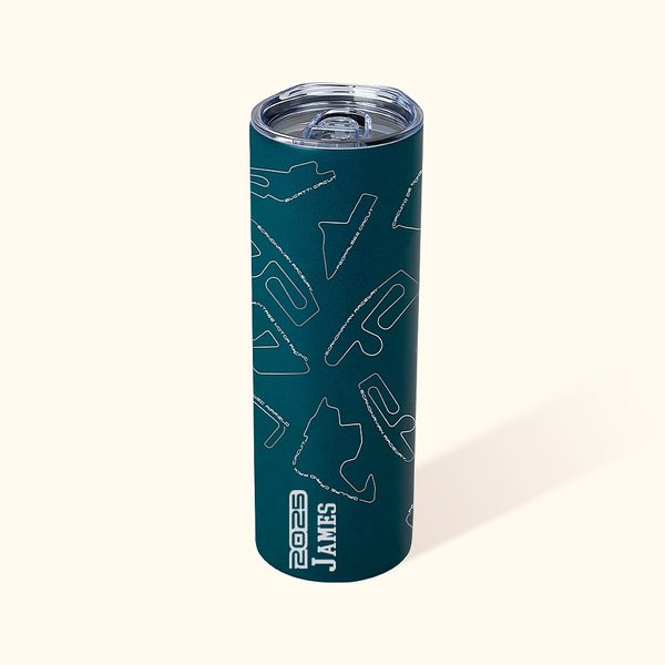 Personalised 2025 Formula One Racing Track Circuit 20oz Skinny Tumbler Cup with Straw Birthday Team Gift for F1 Fans Racing Lovers