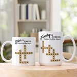 Personalized Family Connected By Heart Forever Crossword Puzzle 11oz 15oz Ceramic Mug with Name Birthday Housewarming Gift for Family