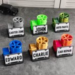 Personalisierte 3D gedruckt gestapelt Rad Nummernschild Design unterteilt Stifthalter mit Text Schreibtisch Organizer Bürozubehör Geschenk für Autoliebhaber