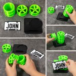 Personalisierte 3D gedruckt gestapelt Rad Nummernschild Design unterteilt Stifthalter mit Text Schreibtisch Organizer Bürozubehör Geschenk für Autoliebhaber