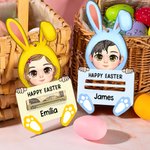 Personalized Cartoon Rabbit Character Wooden Money Holder with  Name Easter Basket Stuffers Gift for Kids Adults