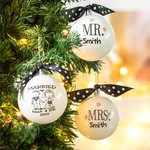 Personalizada Sr. y la Sra. ornamento de la boda Juego de 3 bolas colgantes de Navidad Fiesta de Navidad Árbol de Navidad Decoración Recién casados Pareja Aniversario Regalo