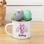 Personalisierte Hase Kostüm Cartoon-Charakter 11oz Emaille-Becher mit Namen Ostern Geschenk für Jungen Mädchen