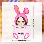 Personalized Cartoon Rabbit Character Wooden Money Holder with  Name Easter Basket Stuffers Gift for Kids Adults