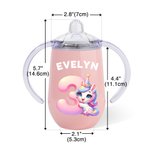 Personalised Fantasy Digital Unicorn Dinosaur Vehicle 10oz Insulated Name Sippy Cup with Lid and Handle Birthday Baby Shower Gift for Toddler Kids