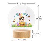 Personalisierte bunte Ostern Craked Broken Eggshell Cartoon Junge Mädchen LED-Nachtlicht mit hölzernen Basis und Name Ostern Party Zimmer Dekoration Geschenk für Kinder