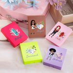 Personalisierte Mode Cartoon Mädchen Birthstone Name 5 Pcs Make-up Pinsel Set mit Travel Storage Box Geburtstag Brautjungfer Geschenk für Frauen Mädchen