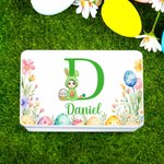 Boîte de rangement pour biscuits en fer blanc avec initiales du nom pour la fête de Pâques Cadeau d'anniversaire pour les enfants