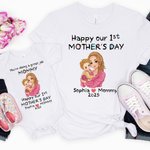Personlig söt krita stil 100% bomull Baby Onesies med namn första mors dag gåva för nyfödda