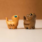 Personalized Mini Cute Cat Wooden Carved Statue Collectible Figurine with Engraved Name Handmade Home Desk Decor Birthday Gift for Cat Lovers