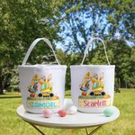 Personalisierte niedlichen Osterhasen Bagger Leinwand Osterkorb mit Namen Ostereier Jagd Party Favor Geschenk für Jungen Mädchen