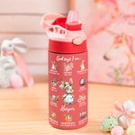 Personalisierte Multicolor Cute Rabbit Karriere 12oz isolierte Kinder Wasserflasche mit Griff und Stroh Geburtstag Ostern Geschenk für Jungen Mädchen