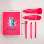 Personalisierte Mode Cartoon Mädchen Birthstone Name 5 Pcs Make-up Pinsel Set mit Travel Storage Box Geburtstag Brautjungfer Geschenk für Frauen Mädchen