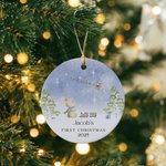Personalisierte erste Weihnachten niedlichen Hasen Keramik Ornament mit Namen doppelseitigen Druck Baumschmuck Urlaub Party Geschenk für Neugeborene