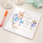 Henkilökohtainen Floral Peter Rabbit Spiral Ristiäiset Guest Book Clear PVC Linen Cover ja 80 tyhjää sivua Kaste Muisti lahja uusille vanhemmille