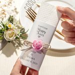 Personalizzato Per le tue lacrime felici Set di 4 pacchetti di fazzoletti di carta rosa per matrimoni con nome e data della coppia Regalo di nozze per gli invitati