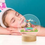 Personalisierte bunte Ostern Craked Broken Eggshell Cartoon Junge Mädchen LED-Nachtlicht mit hölzernen Basis und Name Ostern Party Zimmer Dekoration Geschenk für Kinder