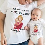 Personlig söt krita stil 100% bomull Baby Onesies med namn första mors dag gåva för nyfödda