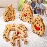 Rompecabezas de madera personalizado con osos de 2 a 8 nombres y corazón decoración para hogar regalo de cumpleaños o Día del Padre para la familia