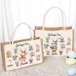 Personalised God Said I Am Cute Dream Job Bunny Bible Jute Tote Bag with Name and Canvas Pocket Easter Birthday Christian Gift for Kids