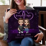 Fodera per cuscino personalizzata con cuore doppio stellato personaggio nome e data decorazione per la casa regalo di San Valentino per coppie