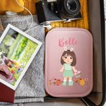 Personalisierte Blumen Ostereier Cartoon Charakter Reise Schmuckkasten mit Namen und wechselnde Farbe LED Make-up Spiegel Geburtstag Ostern Geschenk für Mädchen