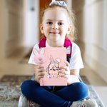 Personalisierte verspielte Hasenohren Bogen Ei Initiale Name A5 Spirale Notebook und Pom Puff Pen Set mit 156 linierten Seiten Geburtstag Ostern Geschenk für Jungen Mädchen