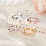 Personalisierte zierliche 2-3 Geburt Blumen Zirkon Ring Minimalistische Schmuck Muttertag Jahrestag Geburtstag Geschenk für Frauen