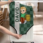 Personligt Y2K Cartoon Character 18-32 Inches Plaid Bagageöverdrag med namn Resetillbehör Födelsedagspresent för män Kvinnor