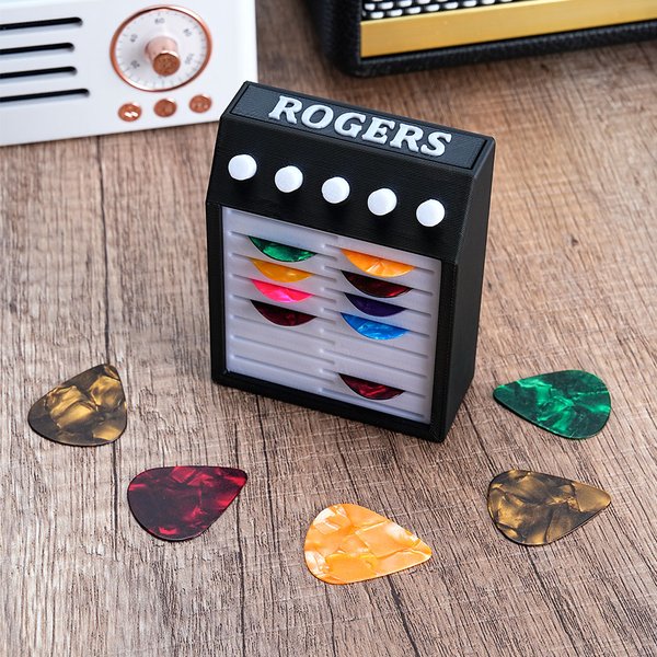 Personalised 3D Printed Amp Guitar Pick Holder with Name Guitar Accessory Birthday Gift for Guitar Players Music Lovers