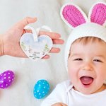 Ornement de Pâques en Acrylique Personnalisé Avec Nom et Motif de Lapin Décoration de Maison Cadeau Fête de Pâques Nouveau-né pour Enfants