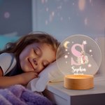 Personalized Rainbow Initial Floral Peter Rabbit LED Night Light with Wooden Base and Name Date Nursery Decor Birthday Baby Shower Gift for Kids