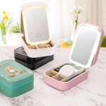 Personalisierte Blumen Ostereier Cartoon Charakter Reise Schmuckkasten mit Namen und wechselnde Farbe LED Make-up Spiegel Geburtstag Ostern Geschenk für Mädchen