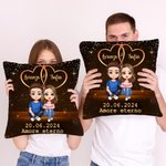 Fodera per cuscino personalizzata con cuore doppio stellato personaggio nome e data decorazione per la casa regalo di San Valentino per coppie