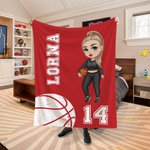 Personalisierte Multicolor Basketball Rugby Sport Mädchen weiche Decke mit Namen und Nummer Home Decor Game Day Geburtstagsgeschenk für Ball-Liebhaber werfen