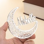 Personalized Hollow Mirror Star Moon Ornament Name Tag Eid Mubarak Ramadan Decor Islam Birthday Gift for Muslim Family Friends