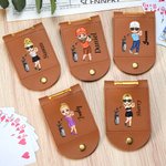 Personalized Cartoon Golf Character Name Portable Leather Cribbage Board Set with 2 Tracks 4 Pegs Travel Party Game Birthday Gift for Cribbage Lovers