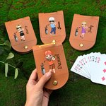 Personalized Cartoon Golf Character Name Portable Leather Cribbage Board Set with 2 Tracks 4 Pegs Travel Party Game Birthday Gift for Cribbage Lovers