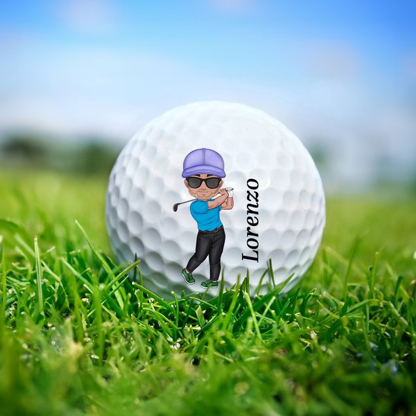Pallina da golf personalizzata con personaggio e nome fronte e retro regalo di Natale compleanno e festa del papà per giocatori di golf