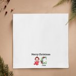 Personalized Merry Christmas Cartoon Character Initial 100% Cotton Reusable Napkin with Name Table Decor Christmas Housewarming Gift for Family