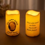 Personalisierte Porträt LED-Kerze mit Namen Datum Flammenlos Sympathie Memorial Geschenk zum Verlust eines Geliebten Menschen