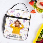 Personalisierte Foto Star Cloud Fantasy Einhorn isolierte Lunch Bag mit Namen und tragbare Tasche zurück zu Schule Picknick Geburtstag Geschenk für Kinder
