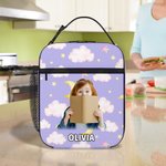 Personalisierte Foto Star Cloud Fantasy Einhorn isolierte Lunch Bag mit Namen und tragbare Tasche zurück zu Schule Picknick Geburtstag Geschenk für Kinder