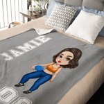 Personalisierte Multicolor Basketball Rugby Sport Mädchen weiche Decke mit Namen und Nummer Home Decor Game Day Geburtstagsgeschenk für Ball-Liebhaber werfen