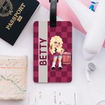 Étiquette de Bagage Personnalisée avec Nom et Personnage Style Y2K Accessoire de Voyage Cadeau Anniversaire pour Femme Homme